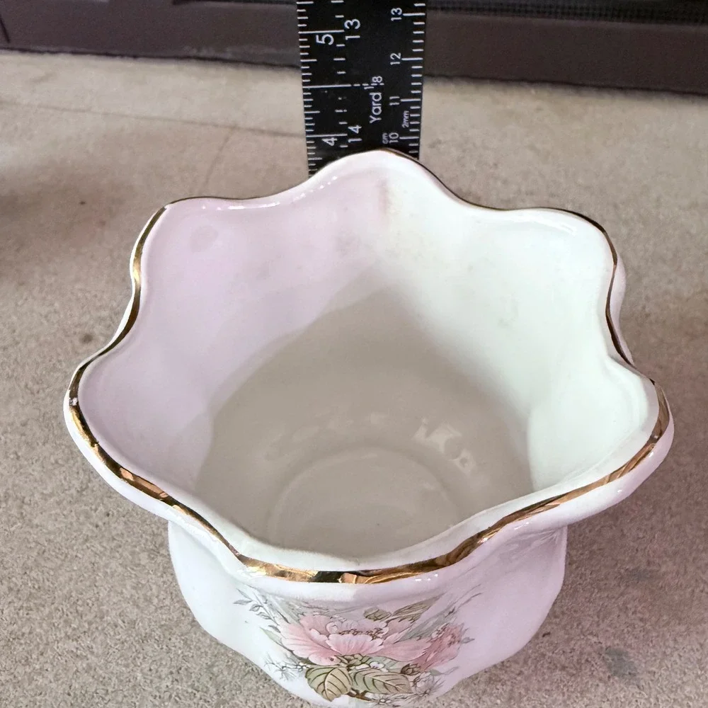 Vtg 70s Pottery Planter Vase Scalloped Floral England Bossons Ceramics St Aidans